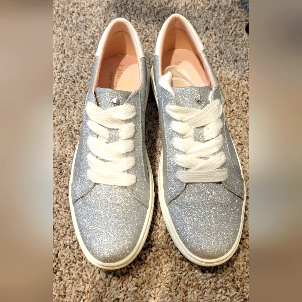 Kate Spade Silver Glitter Sneakers